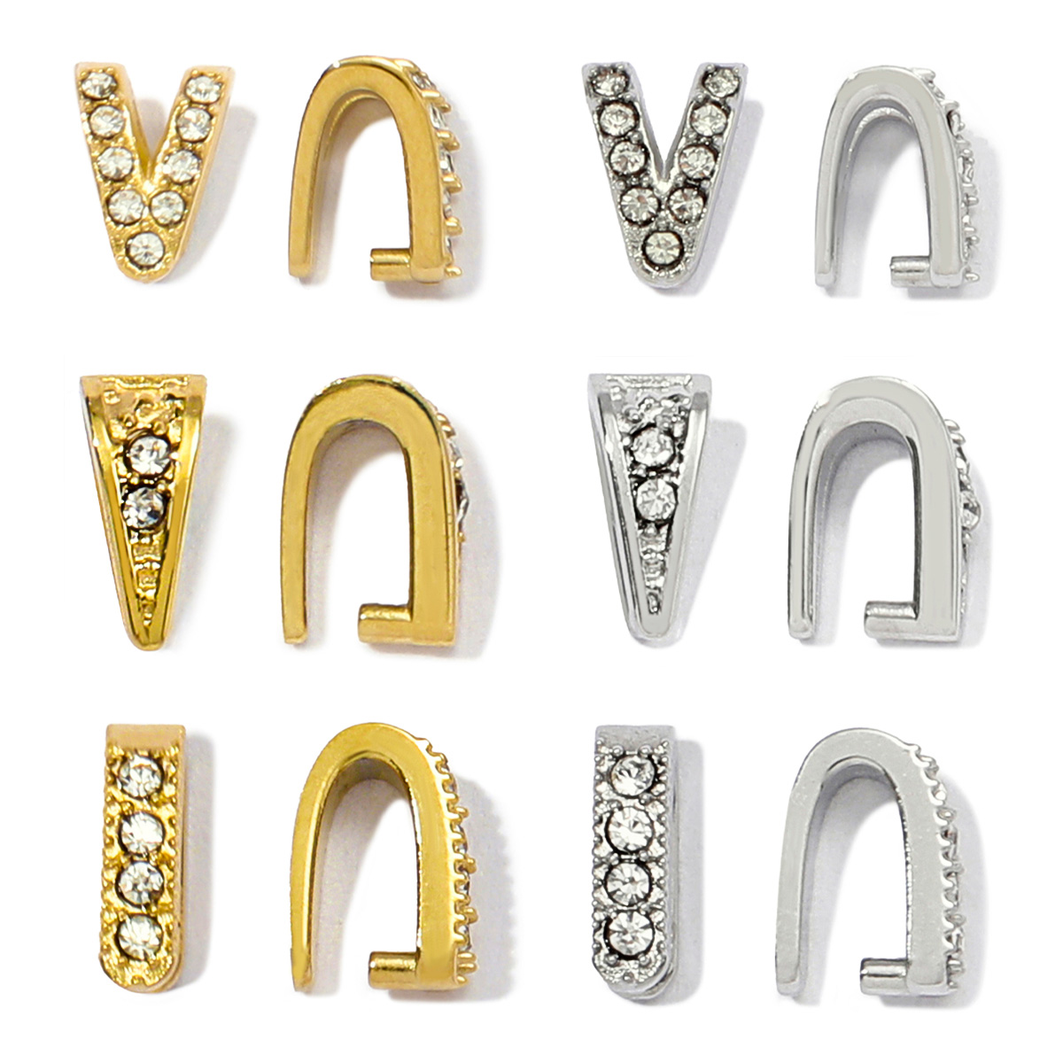 Jewelry Making Metal - 5Pcs/Lot Stainless Steel Clips Clasps Rhinestone