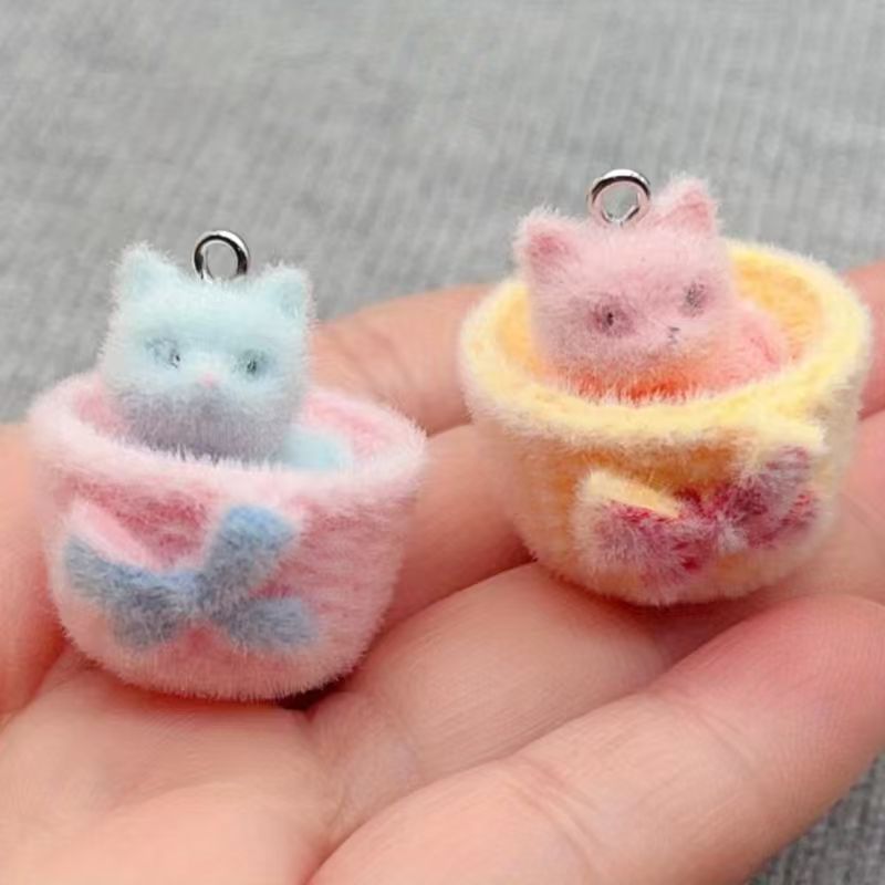 4pcs 3D plush resin cat pendan - огляд і ціна Jewelry Making Earrings