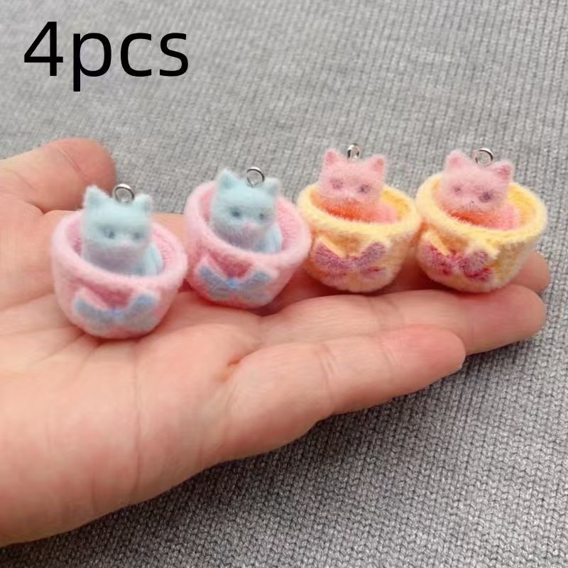 4pcs 3D plush resin cat pendan - огляд і ціна Jewelry Making Earrings