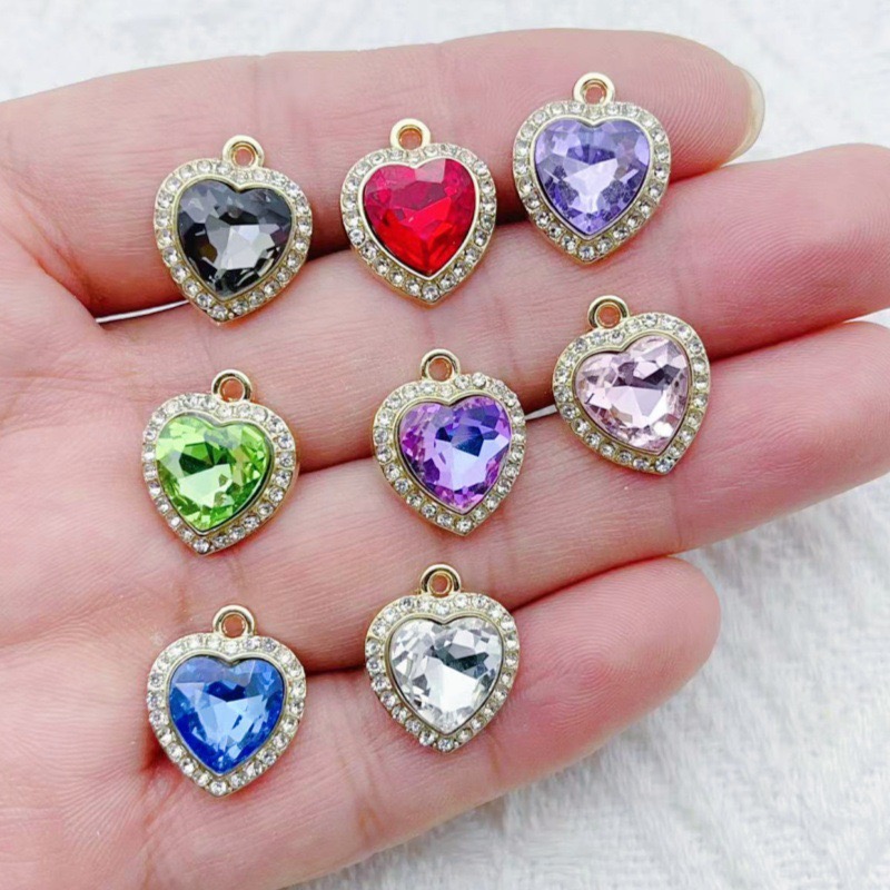 10pcs heart-shaped inlaid colo - огляд і ціна Jewelry Making Earrings