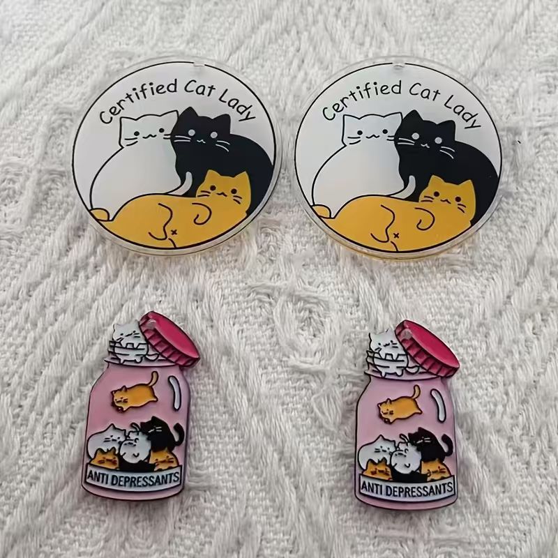 10pcs acrylic cute cat pendant - огляд і ціна Jewelry Making Earrings