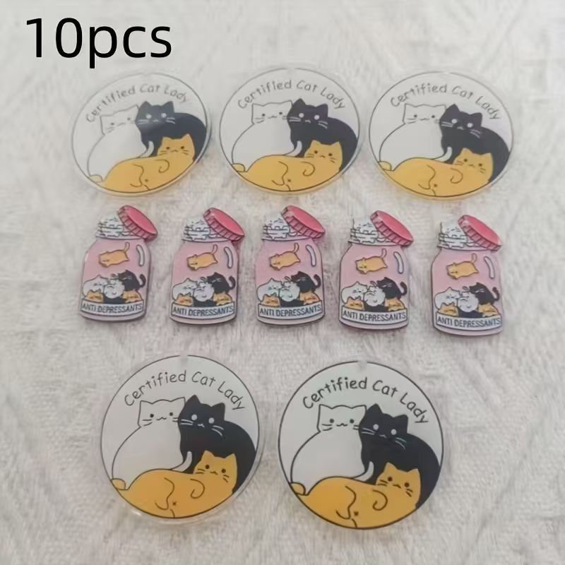 10pcs acrylic cute cat pendant - огляд і ціна Jewelry Making Earrings