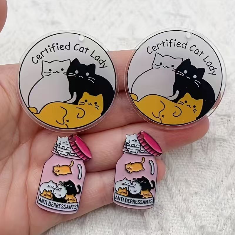 10pcs acrylic cute cat pendant - огляд і ціна Jewelry Making Earrings