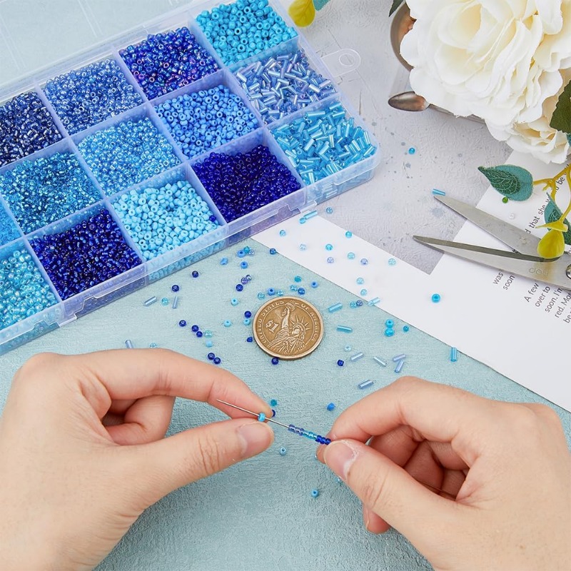 15000Pcs 15 Styles Blue Seed B - огляд і ціна Seed Bead Tube