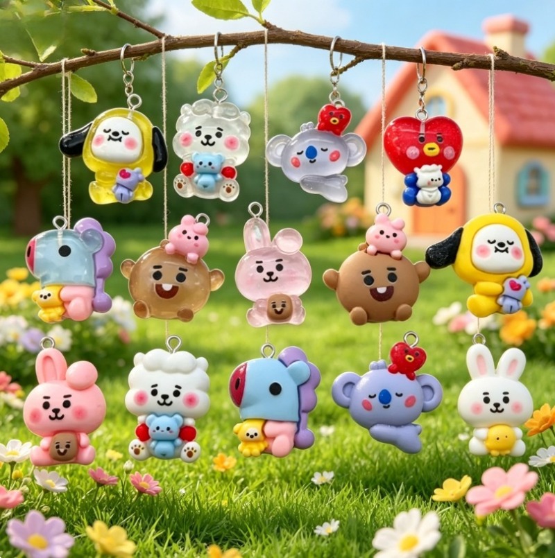 7pcs BT21 Resin Cartoon Charm  - огляд і ціна Jewelry Making Earrings