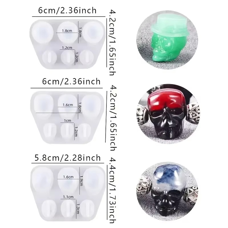 3pcs skull pendant resin mold  - огляд і ціна Jewelry Making Mold