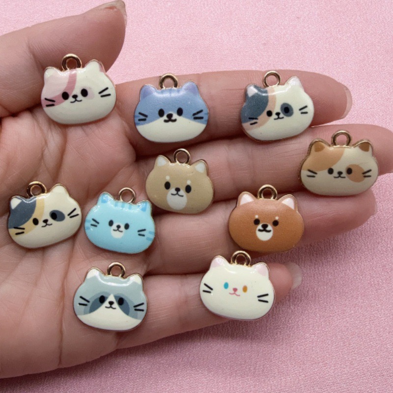 12pcs Printed Cat Head Alloy D - огляд і ціна Jewelry Making Earrings